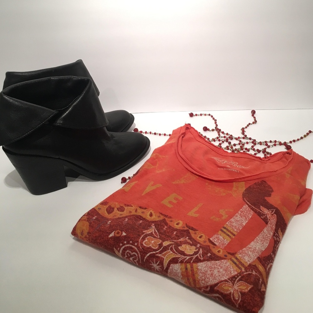 Lucky Brand Ethan Boots and Travels Boho Top